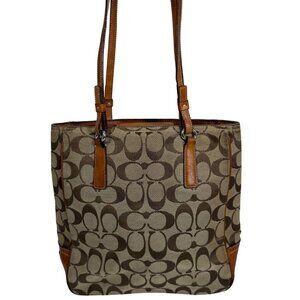 COACH Signature Logo Jacquard Leather Trim Tote Bag 6090 - NO TAG - Flaws